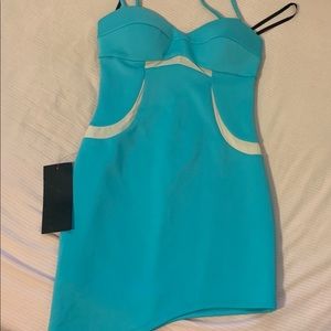 BEBE BLUE DRESS NWT